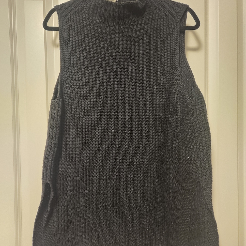 ALFRED SUNG Mock Neck Black Knit Top